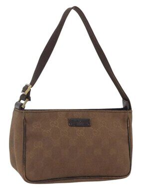 GUCCI GG Canvas Shoulder Bag Brown Gold 106644 Auth